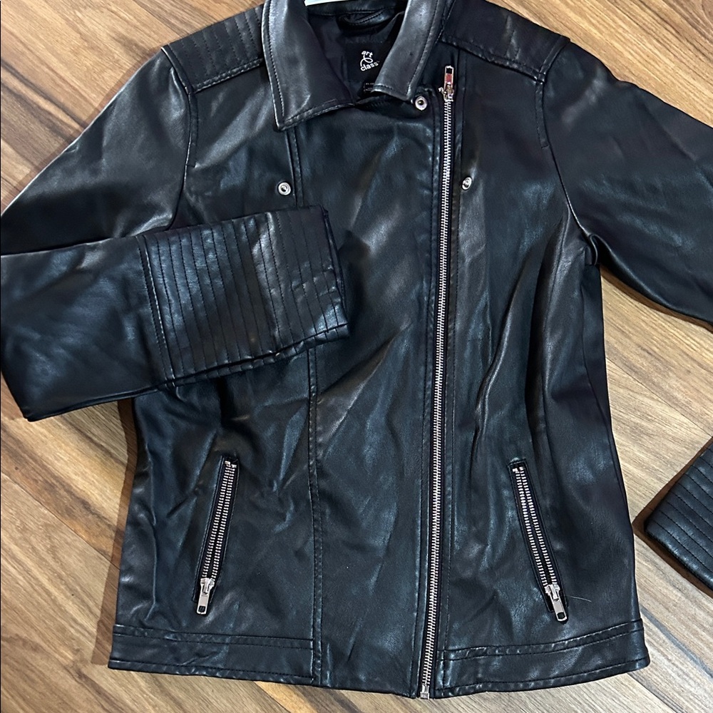 Art Class Sleek Black Faux Leather Jacket - Picture 2 of 5